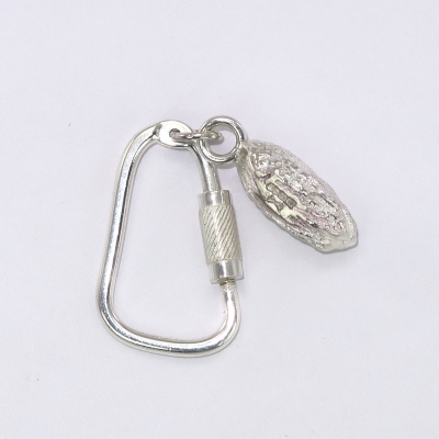 Silver olive stone pip keyring keyfob